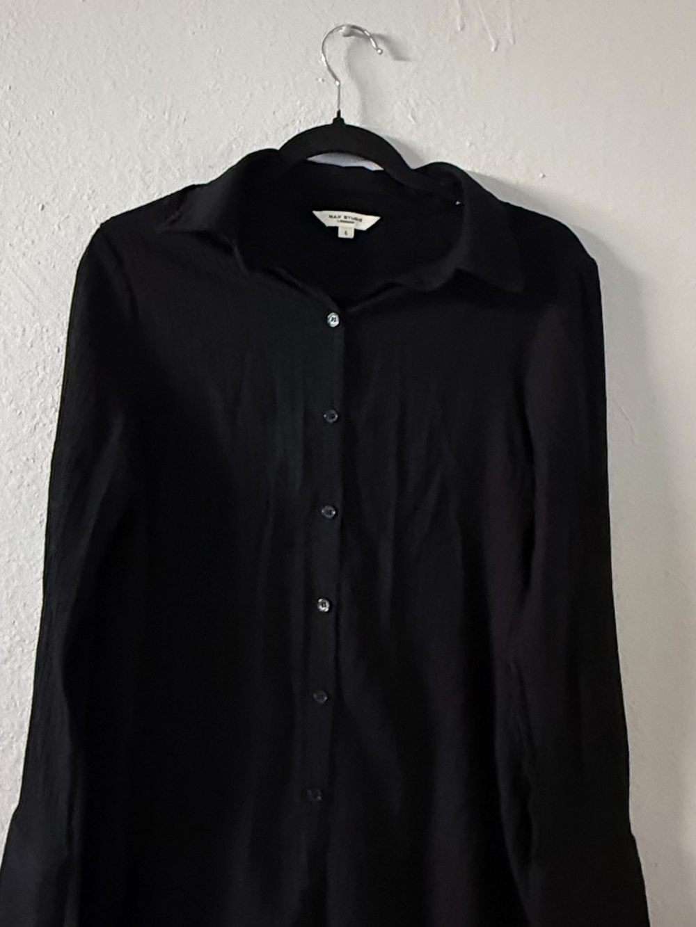 Max Studio Black Collared Button-Up Shirt